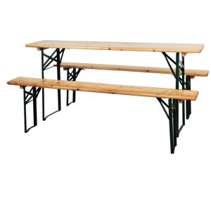 Tavolo e Panche in Legno Set Birreria Cm.220