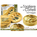 Tagliere Legno tondo + set Formaggio