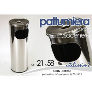 Pattumiera con Posacenere Inox