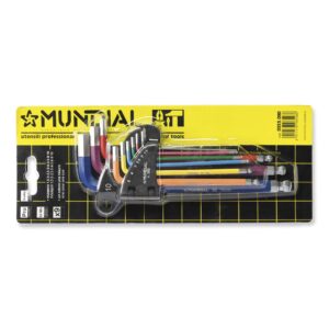 Serie 9 chiavi esagonali punta sferica colorate Mundial 353