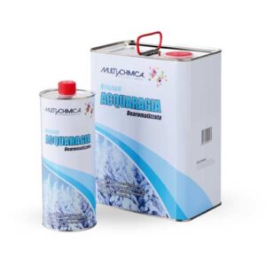 Acquaragia inodore Kristall dearomatizzata per diluire smalti e vernici sintetiche e pulire pennelli, disponibile nei formati 500 ml, 1 L e 5 L